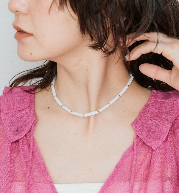  「予約【軽やかな装いのアクセントに】カラービーズネックレス」|ネックレス|サックスブルー