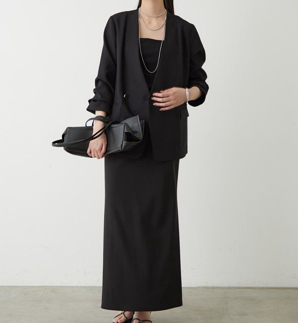  「麻調合繊ノーカラージャケット」|テーラードジャケット|