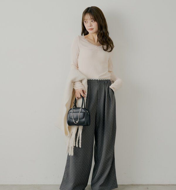  「前後2wayレースギャザーロンT」|Tシャツ・カットソー|