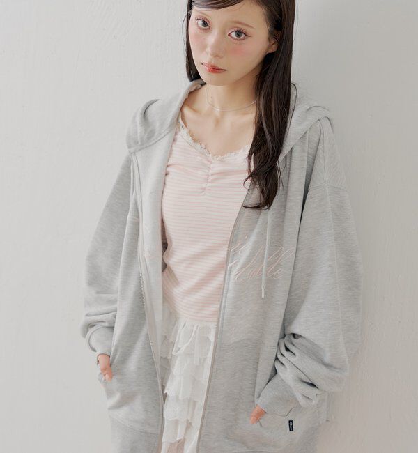  「前後2wayレースギャザーロンT」|Tシャツ・カットソー|