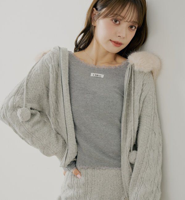  「前後2wayレースギャザーロンT」|Tシャツ・カットソー|