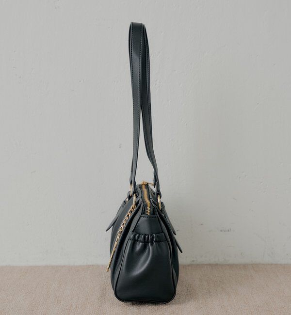  「チャーム付きタックデザインボストンバッグ」|ボストンバッグ|