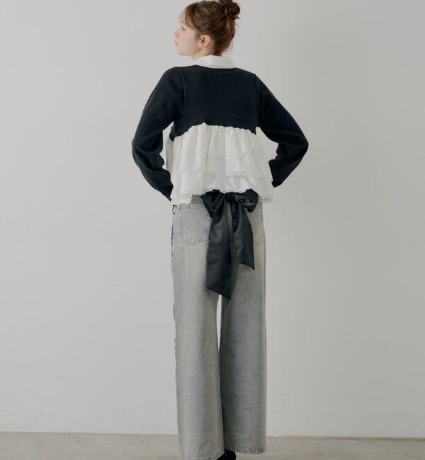  「【SALON by Chico】レースティアードペプラム襟付きニット」|ニット・セーター|