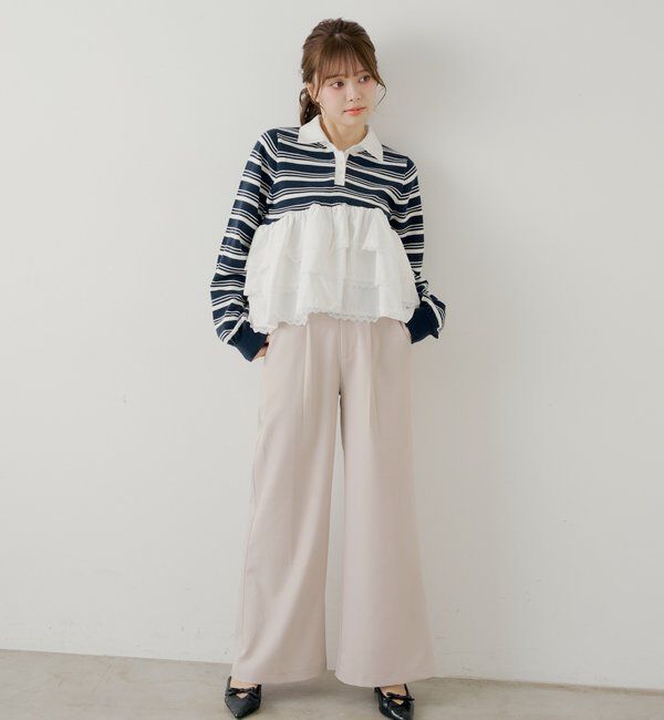  「【SALON by Chico】レースティアードペプラム襟付きニット」|ニット・セーター|