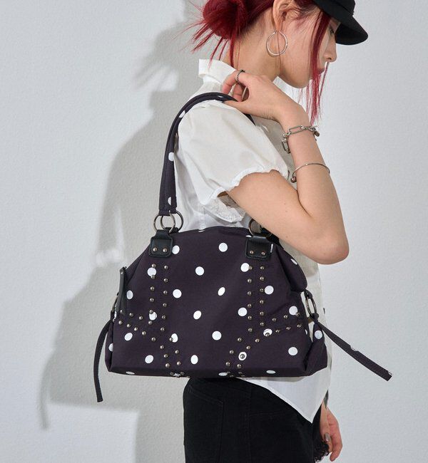  「スタッズショルダーバッグ（無地/ドット柄）」|トートバッグ|