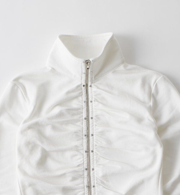  「スタッズジップギャザートップス」|Tシャツ・カットソー|