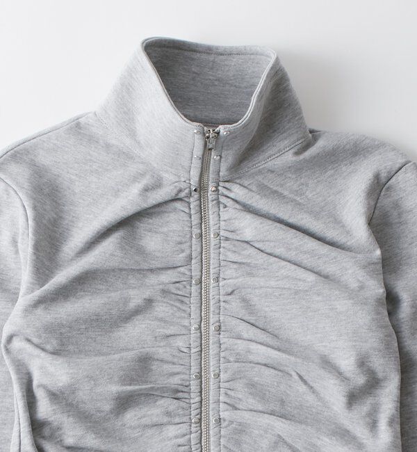  「スタッズジップギャザートップス」|Tシャツ・カットソー|