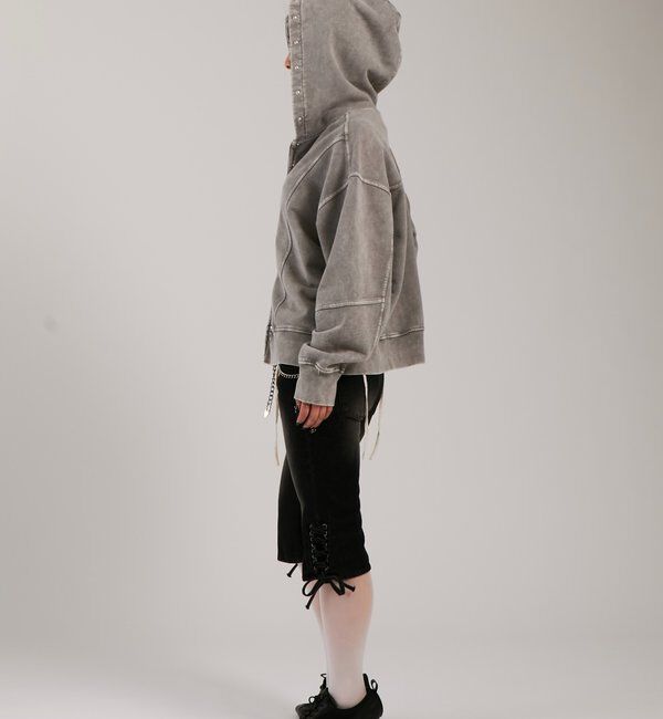  「【UNISEX】KOOKY'N ケミカルスタッズ切り替えジップパーカー」|パーカー|