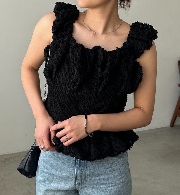  「ジャガードバルーンタンク」|シャツ・ブラウス|ブラック