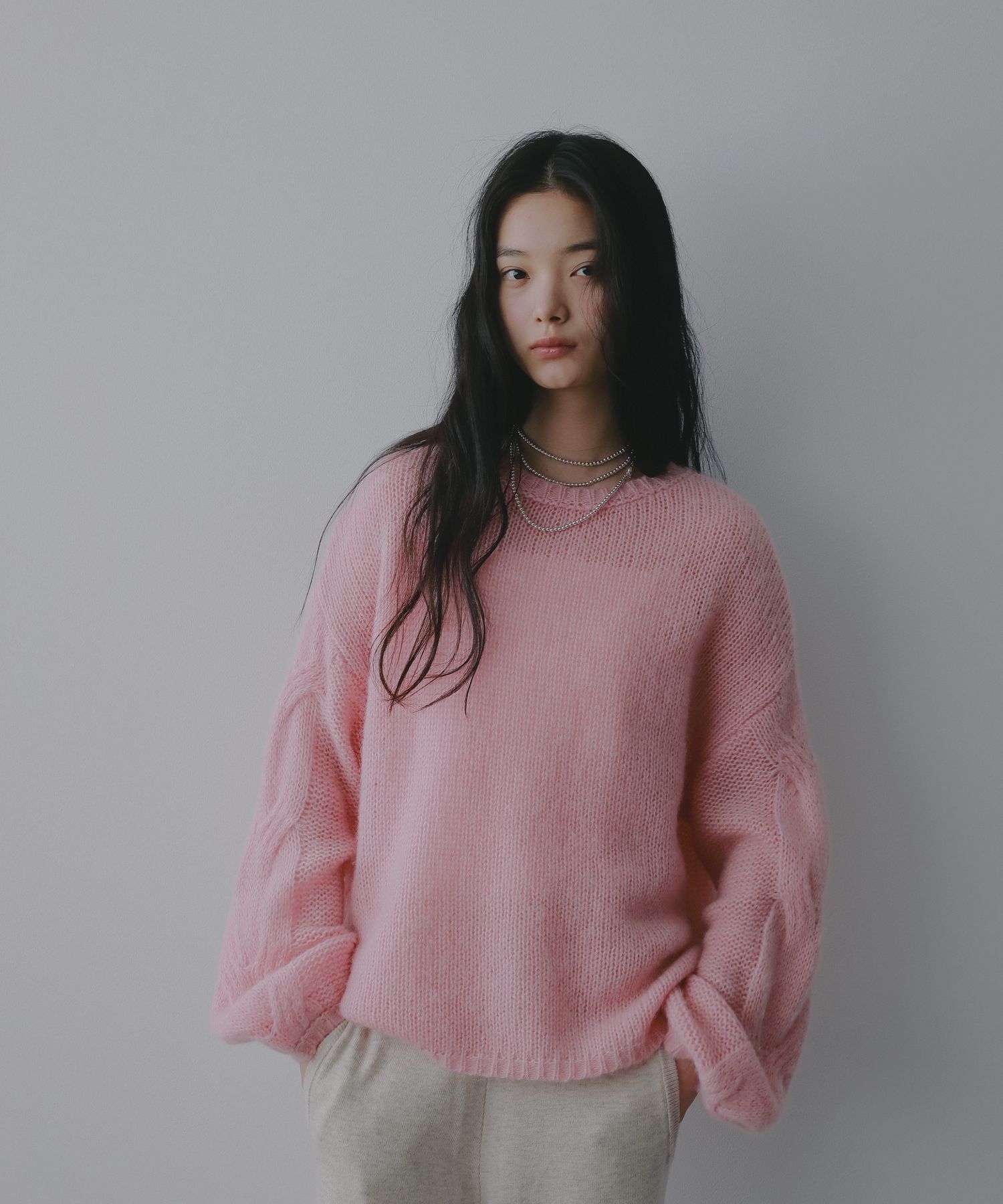 A part by 「モヘアケーブルニットプルオーバー」|ニット・セーター|ピンク