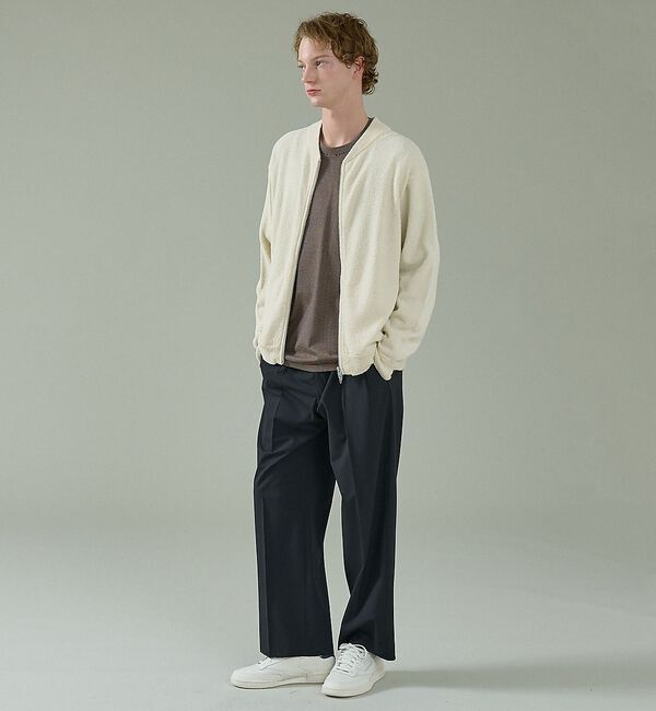 ABAHOUSE「コットンブークレー ダブルZIP ニットブルゾン / クルーカーディガン」|カーディガン|