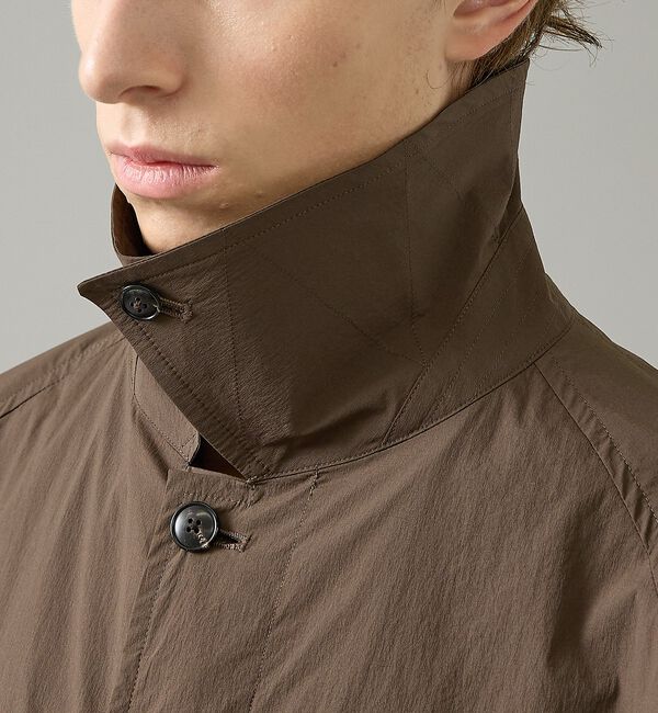 ABAHOUSE「クリスピーナイロン バルカラーコート / オーバーサイズ / 軽量 ストレッチ」|ステンカラーコート|