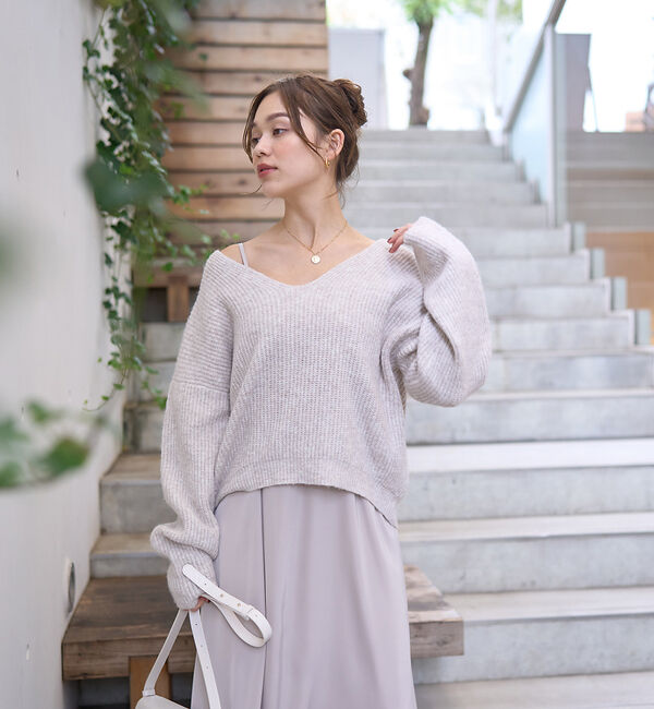 Rouge vif「【一部店舗限定】【2点セット】Vネックニット&times;キャミワンピセット」|ワンピース|