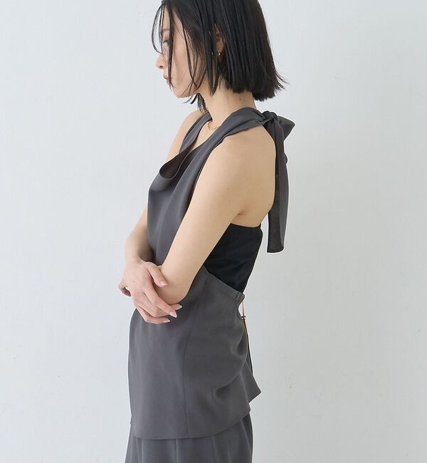 Rouge vif「【セットアップ対応】ホルダーネックブラウス」|シャツ・ブラウス|チャコールグレー