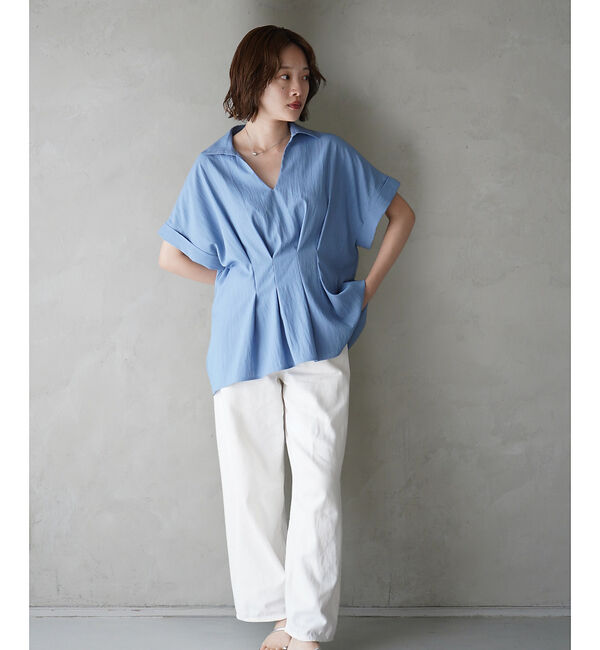 qualite「ウエストタックスキッパー半袖シャツ」|シャツ・ブラウス|