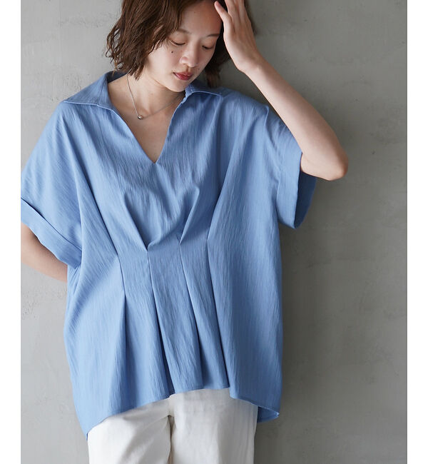 qualite「ウエストタックスキッパー半袖シャツ」|シャツ・ブラウス|