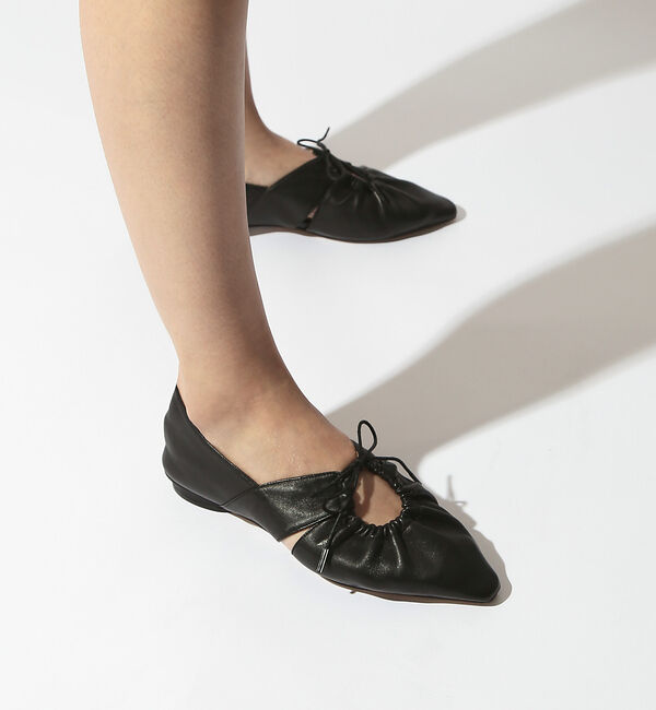 AU BANNISTER「ソフトレザーシャーリングバブーシュ」|その他|ブラック