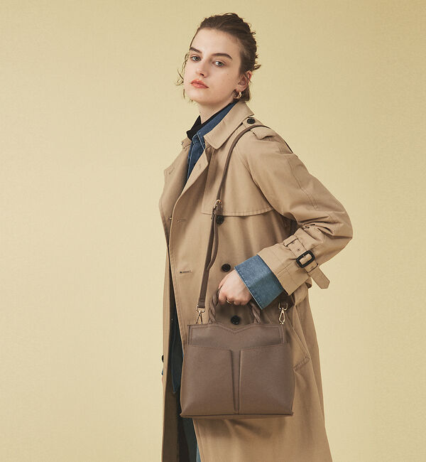 LOWELL things「Twiste/ダブルポケット2WAYトート M」|ショルダー・メッセンジャー|ベージュ
