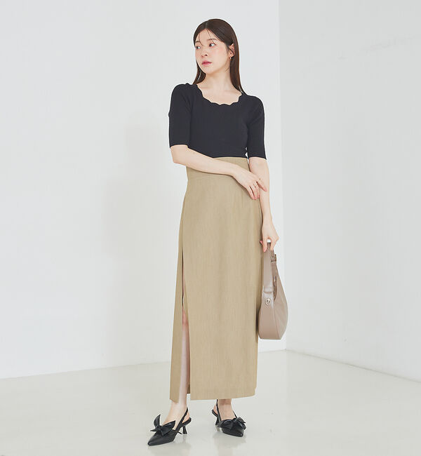 SELFIST「ショートパンツ付きスリットロングスカート」|スカート|