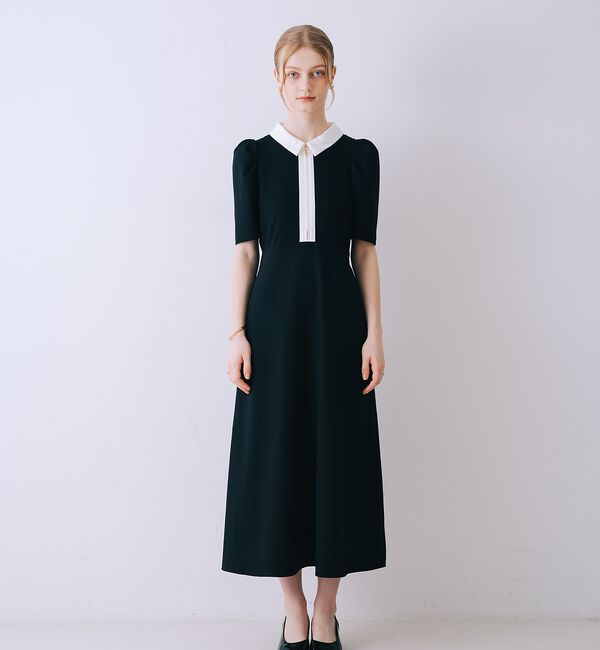 SELFIST「衿配色フロントジップフレアワンピース」|ワンピース|