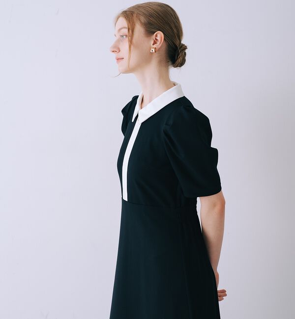 SELFIST「衿配色フロントジップフレアワンピース」|ワンピース|