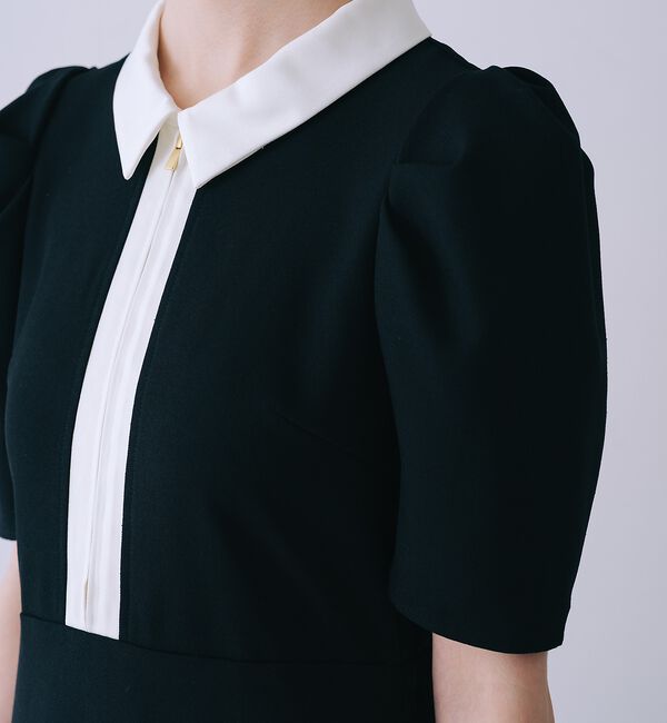 SELFIST「衿配色フロントジップフレアワンピース」|ワンピース|