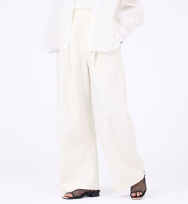 abahouse mavie「【後ろウエストゴム】ダブルクロスカーブパンツ」|その他|オフホワイト