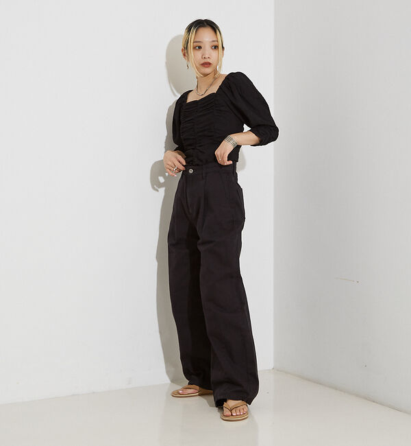 NOMINE「タック ボリューム デニムパンツ」|デニム|