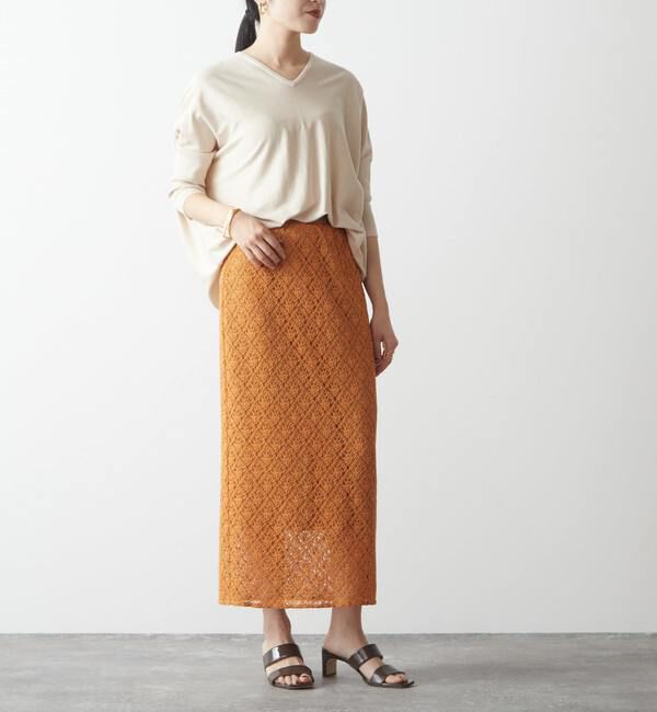 Liesse「綿シルクVネックビッグドルマンニット」|ニット・セーター|