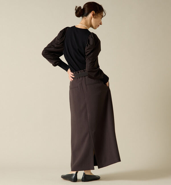 Liesse「バックサテンバイカラーベルトスカート」|スカート|