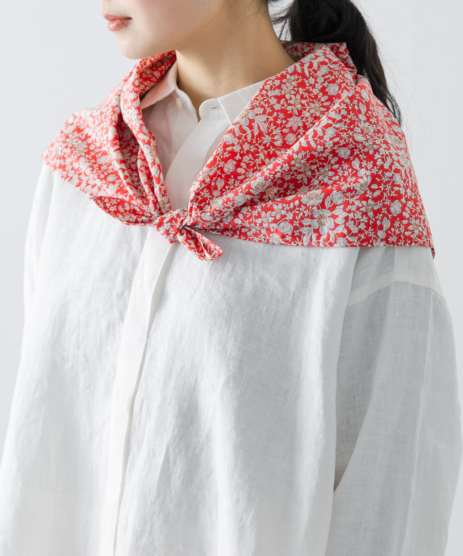 かぐれ「リバティプリントスカーフ」|バンダナ・スカーフ|レッド