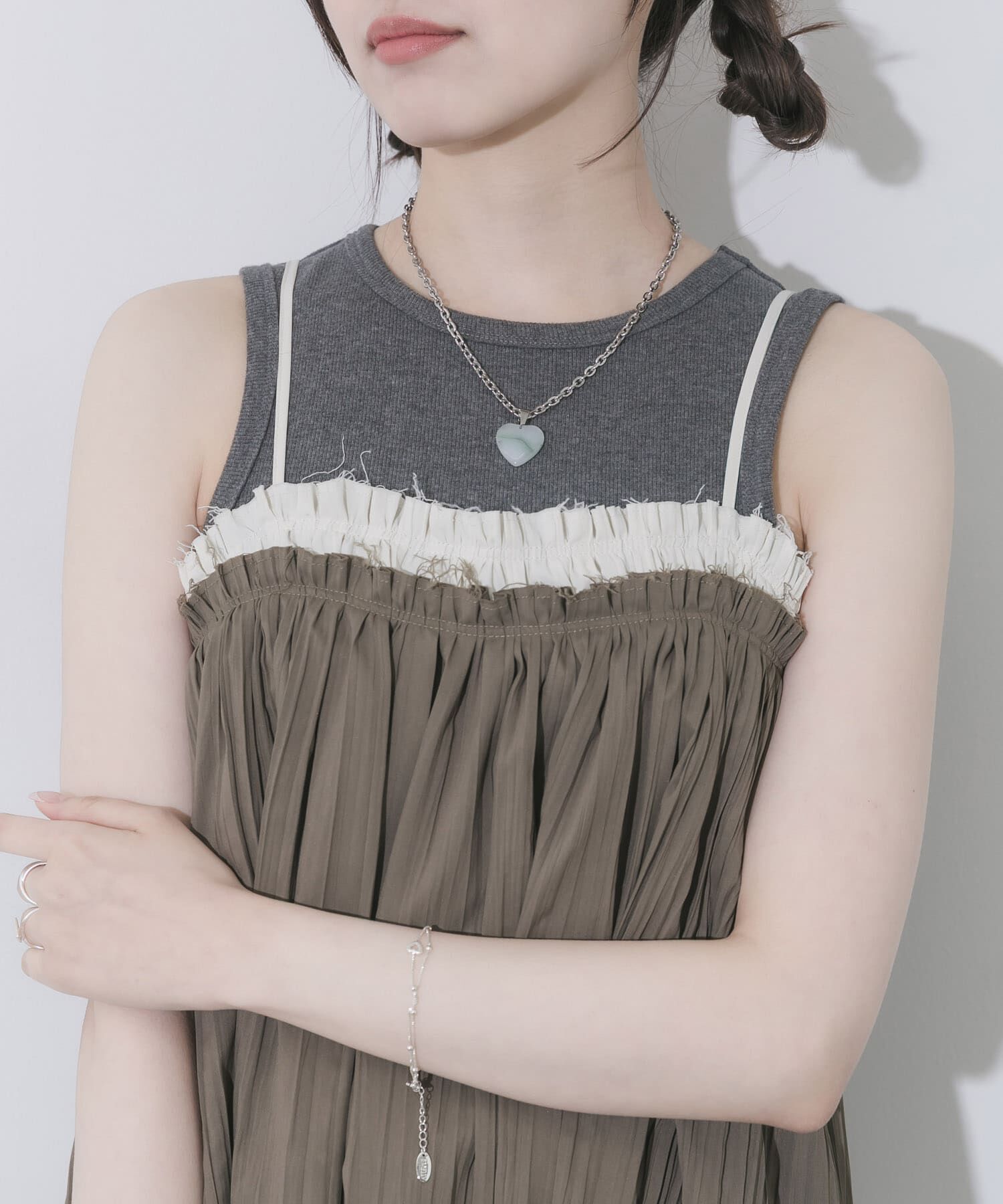 SMELLY「ステンレスマーブルハートトップネックレス」|ネックレス|