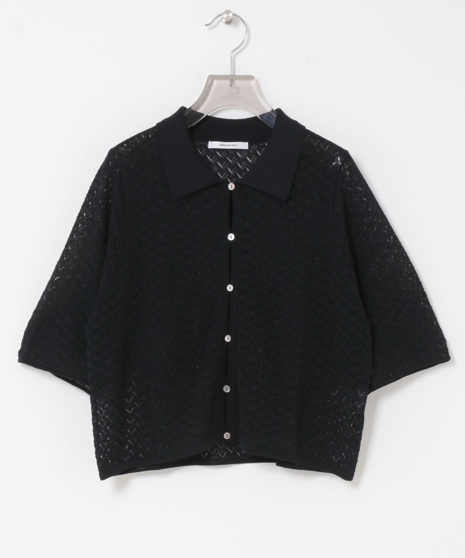 URBAN RESEARCH「シャツカラーレースニット」|ニット・セーター|