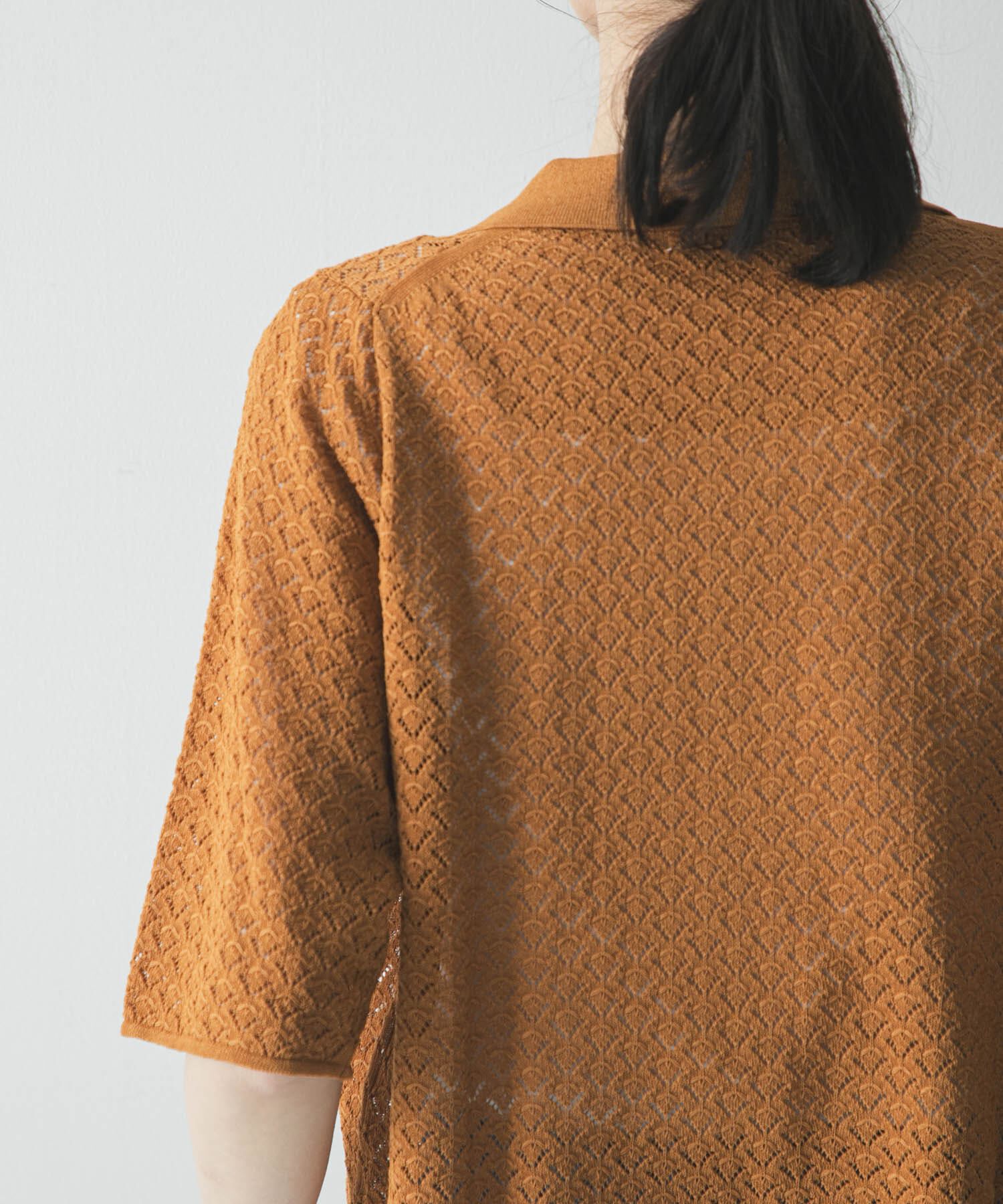 URBAN RESEARCH「シャツカラーレースニット」|ニット・セーター|