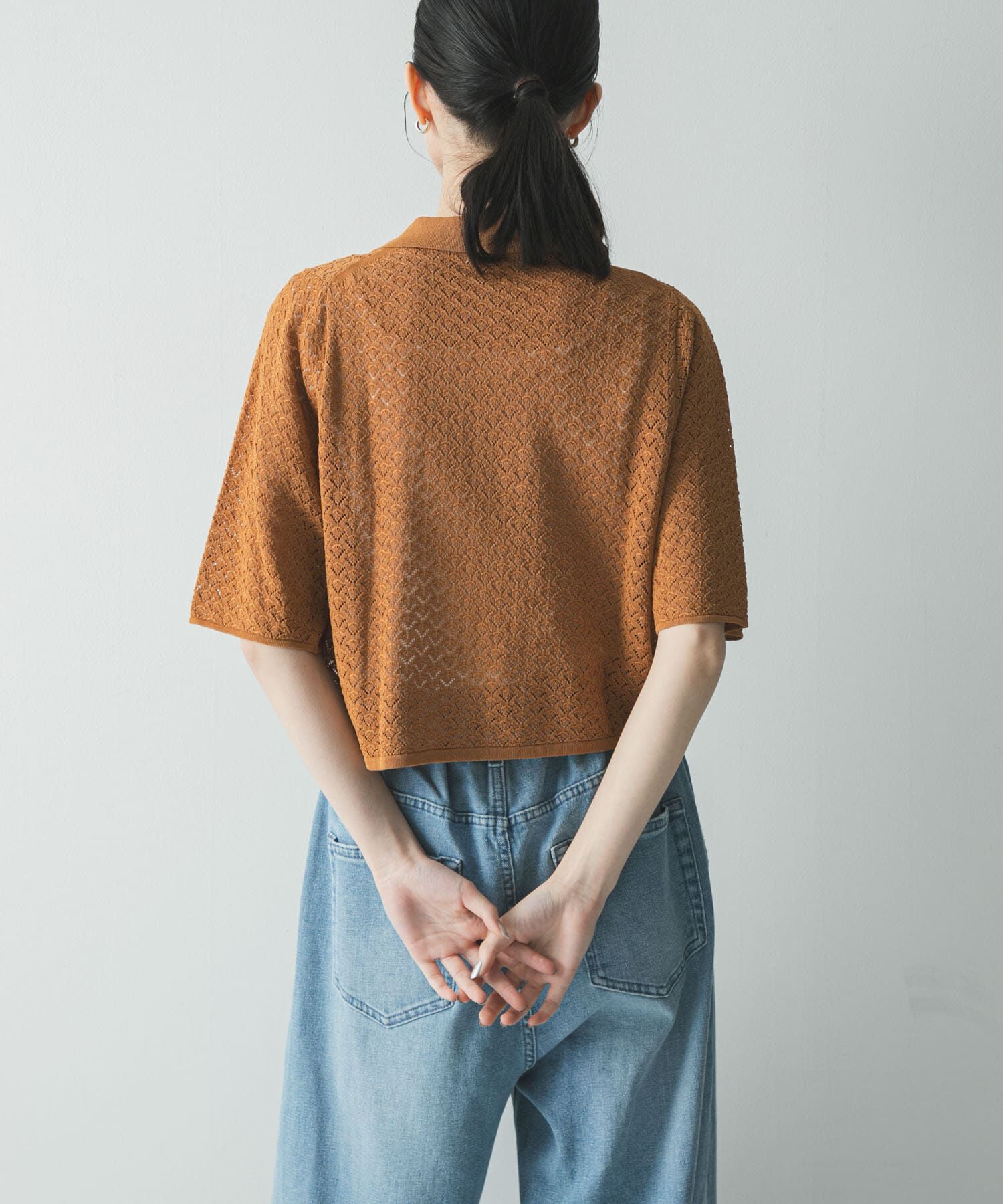 URBAN RESEARCH「シャツカラーレースニット」|ニット・セーター|