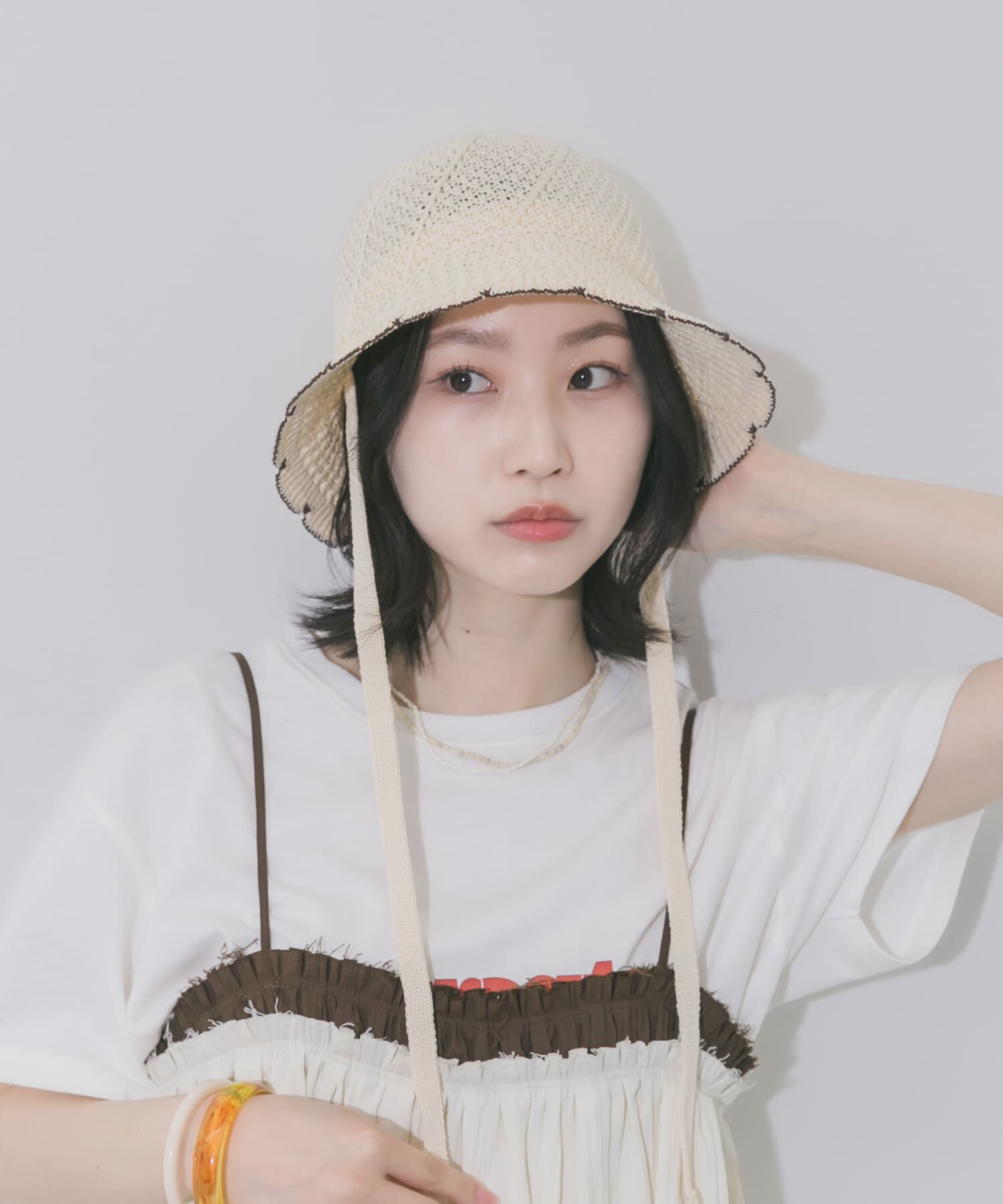 SMELLY「スカラップバケットハット」|ハット|アイボリー