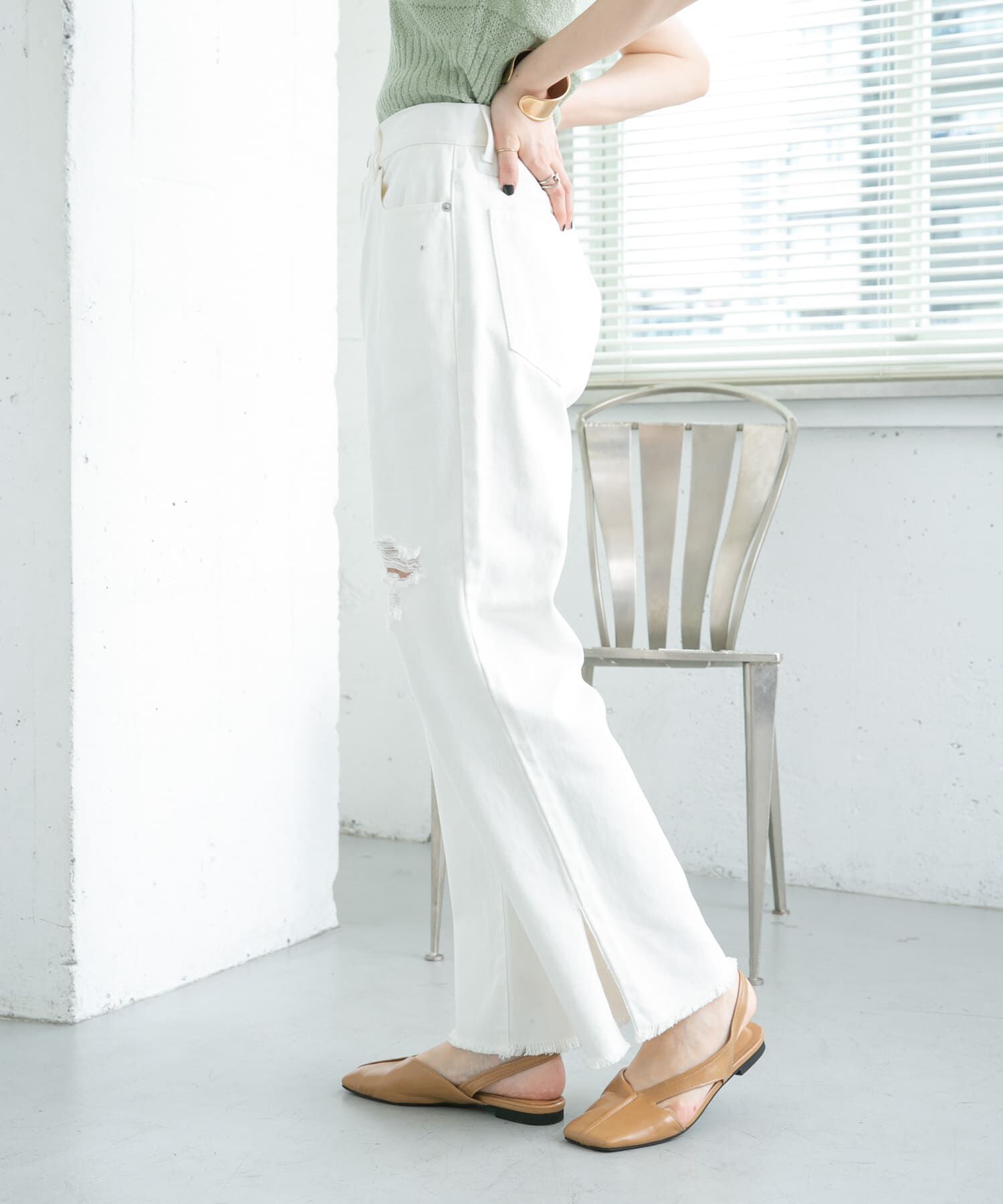  「リメイクダメージスリットデニム」|デニム|