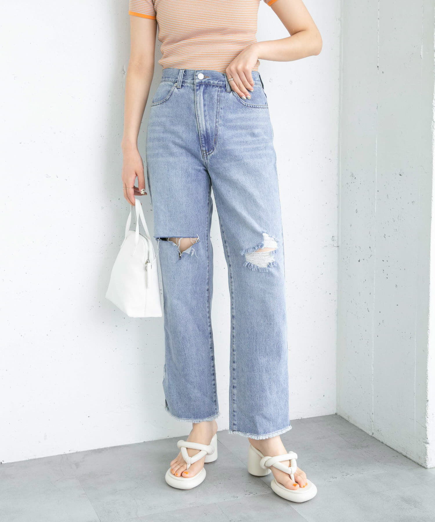  「リメイクダメージスリットデニム」|デニム|