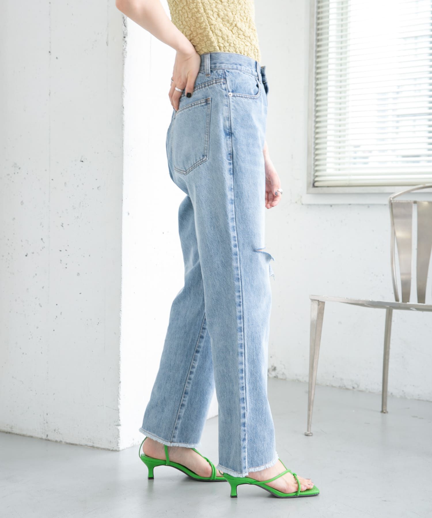  「リメイクダメージスリットデニム」|デニム|