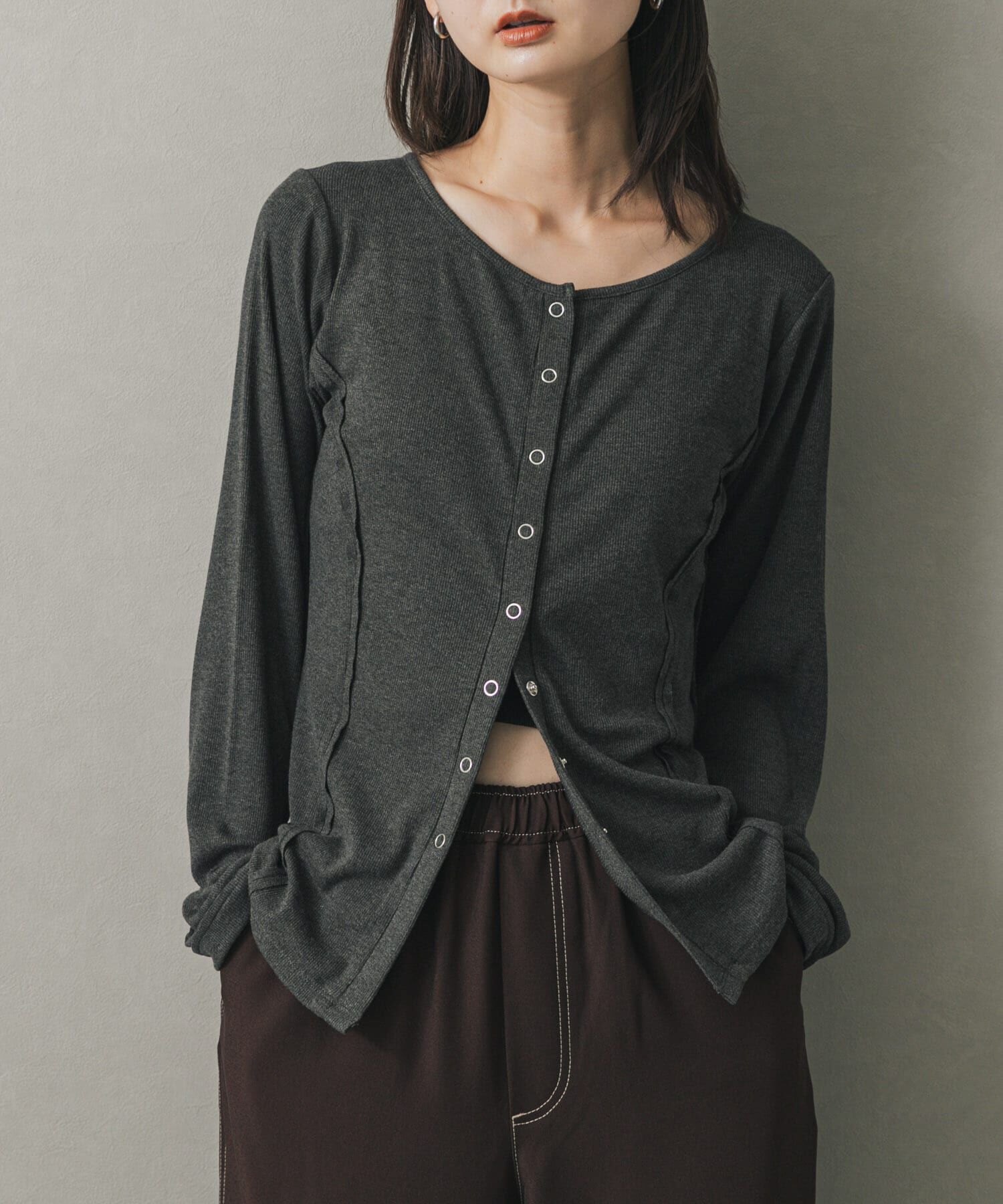 SENSE OF PLACE by URBAN RESEARCH「パネルリブカットカーディガン」|カーディガン|チャコールグレー