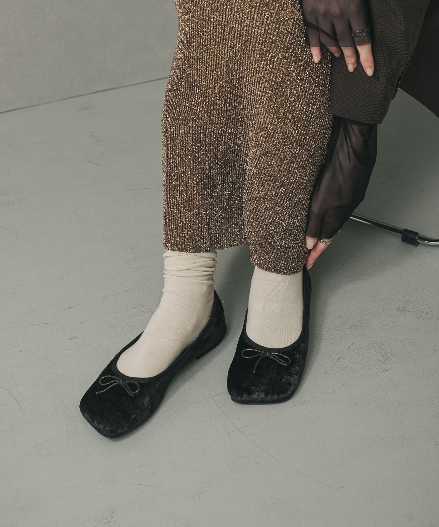 SENSE OF PLACE by URBAN RESEARCH「ベロアスクエアフラットシューズ」|バレエシューズ|