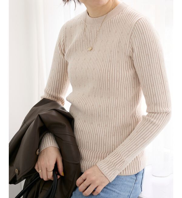  「《WEB限定アイテム》アイレットクルーリブニット」|ニット・セーター|