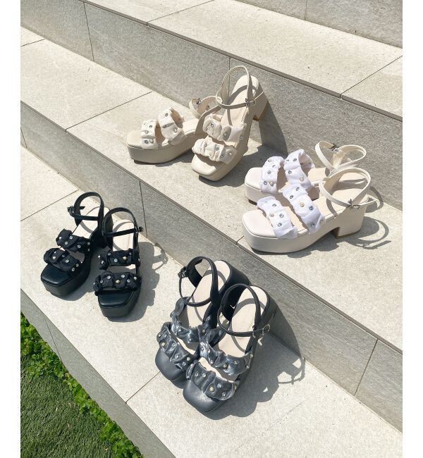  「シアービジュー厚底サンダル」|サンダル|