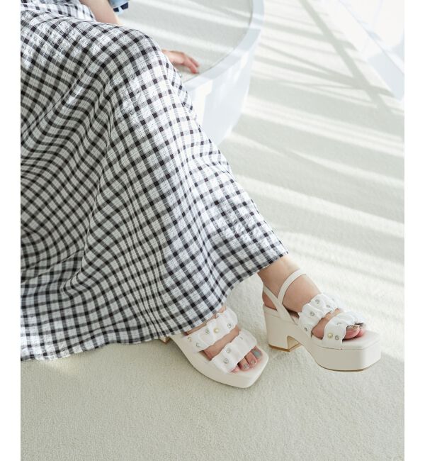  「シアービジュー厚底サンダル」|サンダル|