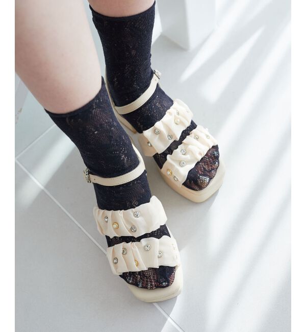  「シアービジュー厚底サンダル」|サンダル|