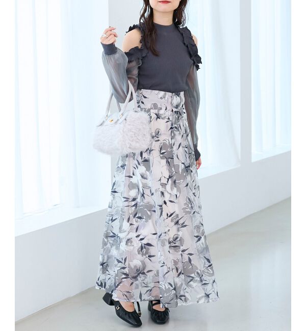  「オープンショルダーフリルカットトップス」|Tシャツ・カットソー|