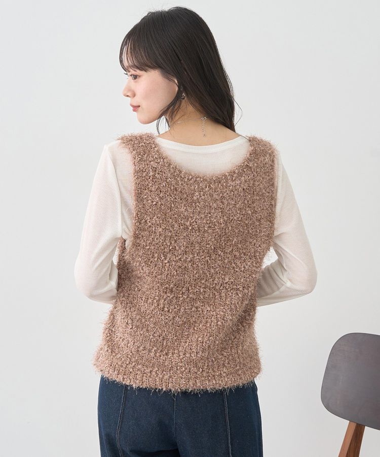 earth music&ecology「ポンポンヤーンベスト」|ベスト・ジレ|