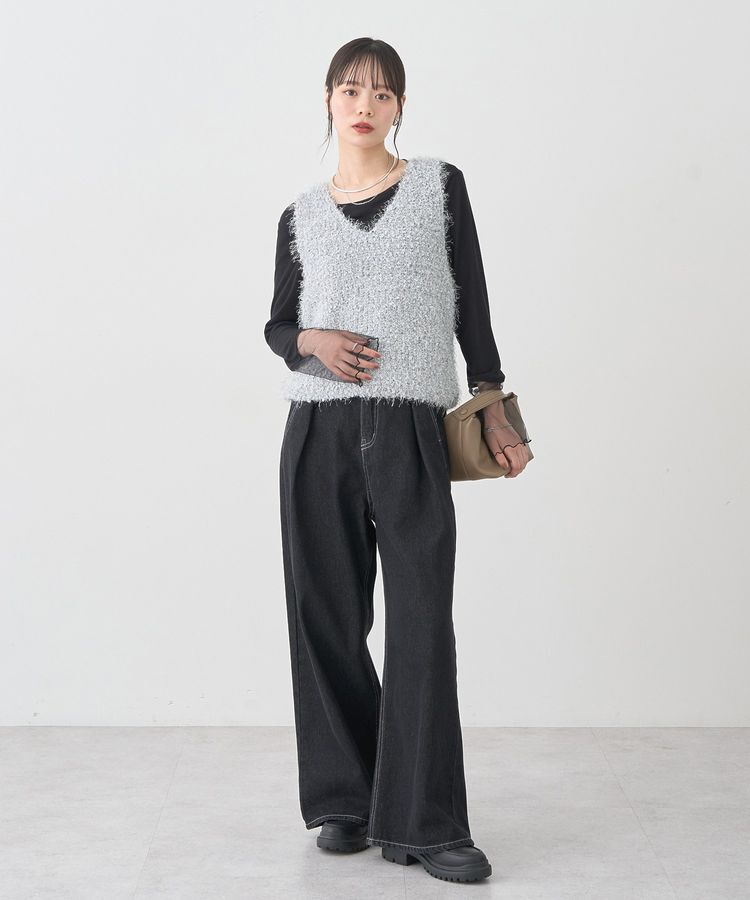 earth music&ecology「ポンポンヤーンベスト」|ベスト・ジレ|