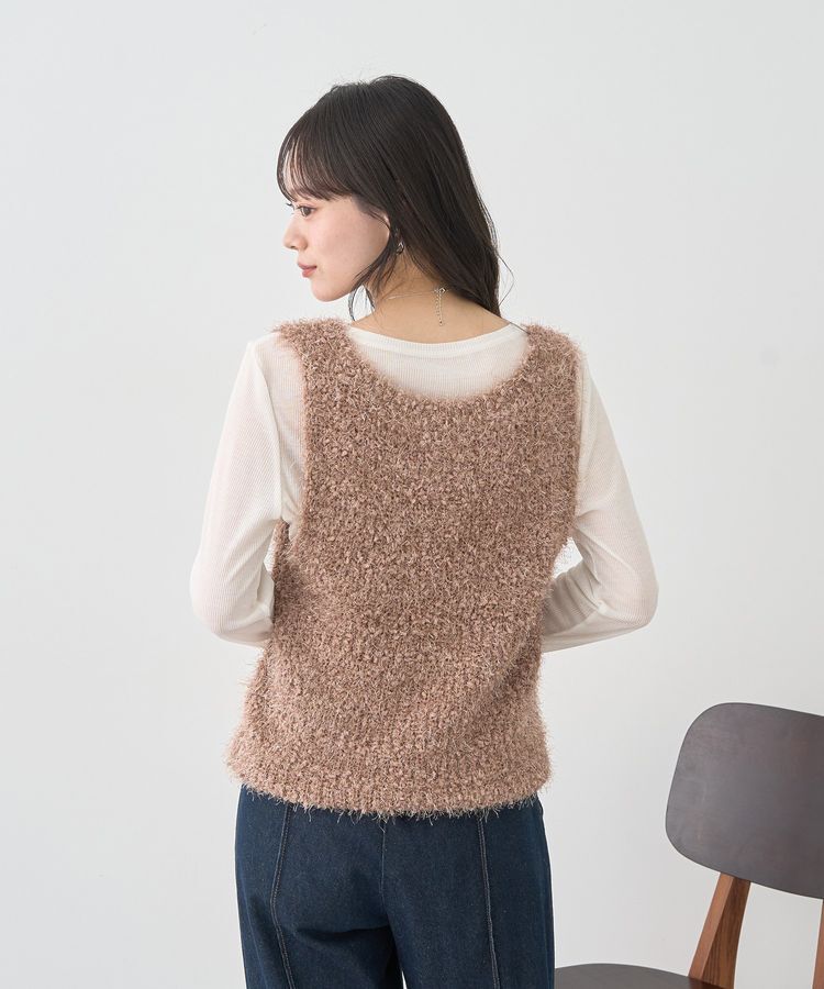 earth music&ecology「ポンポンヤーンベスト」|ベスト・ジレ|