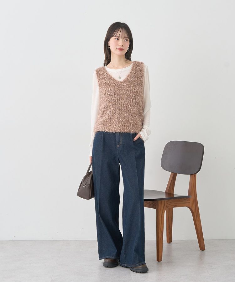 earth music&ecology「ポンポンヤーンベスト」|ベスト・ジレ|